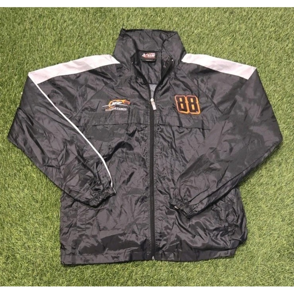 Vintage Chase Authentics NASCAR Dale Jr #88 JR Nation Black Windbreaker Jacket S